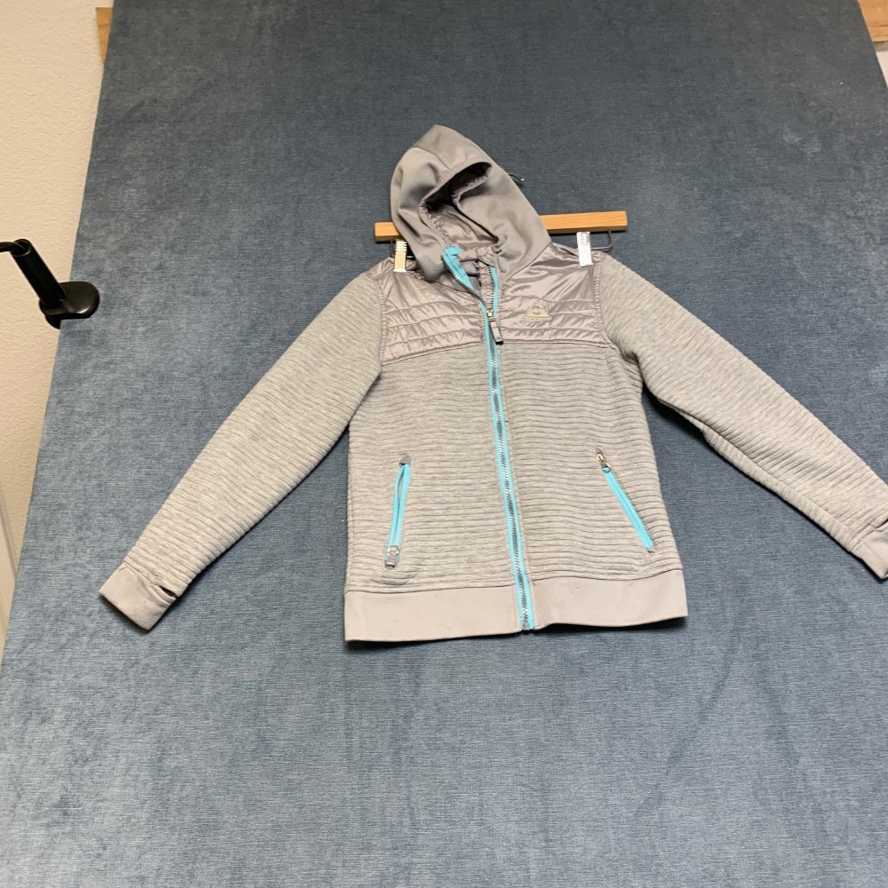 Gerry Hoodie Boys Medium 10/12 Gray Full Zip Linen Logo Long Sleeve Performance